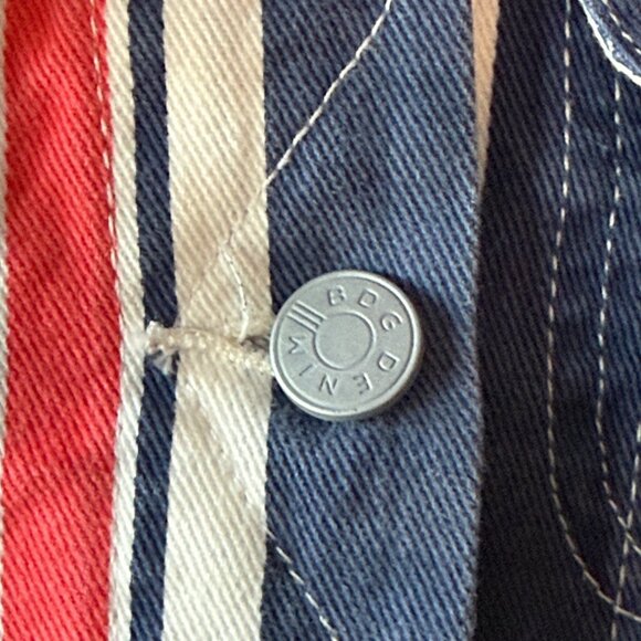 Urban Outfitters BDG jean jacket small red white and blue denim preppy stripes - Picture 4 of 12